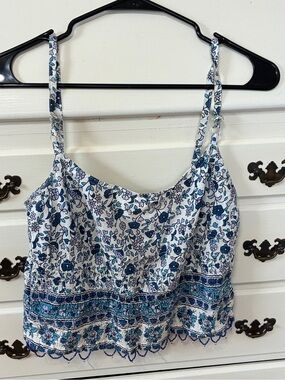 90’s Blue Floral Crop Tank